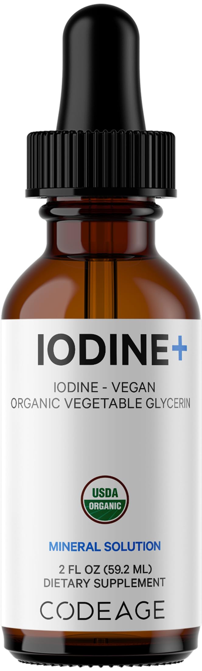 Codeage Iodine Drops organic seal confirms USDA Organic and vegan standards