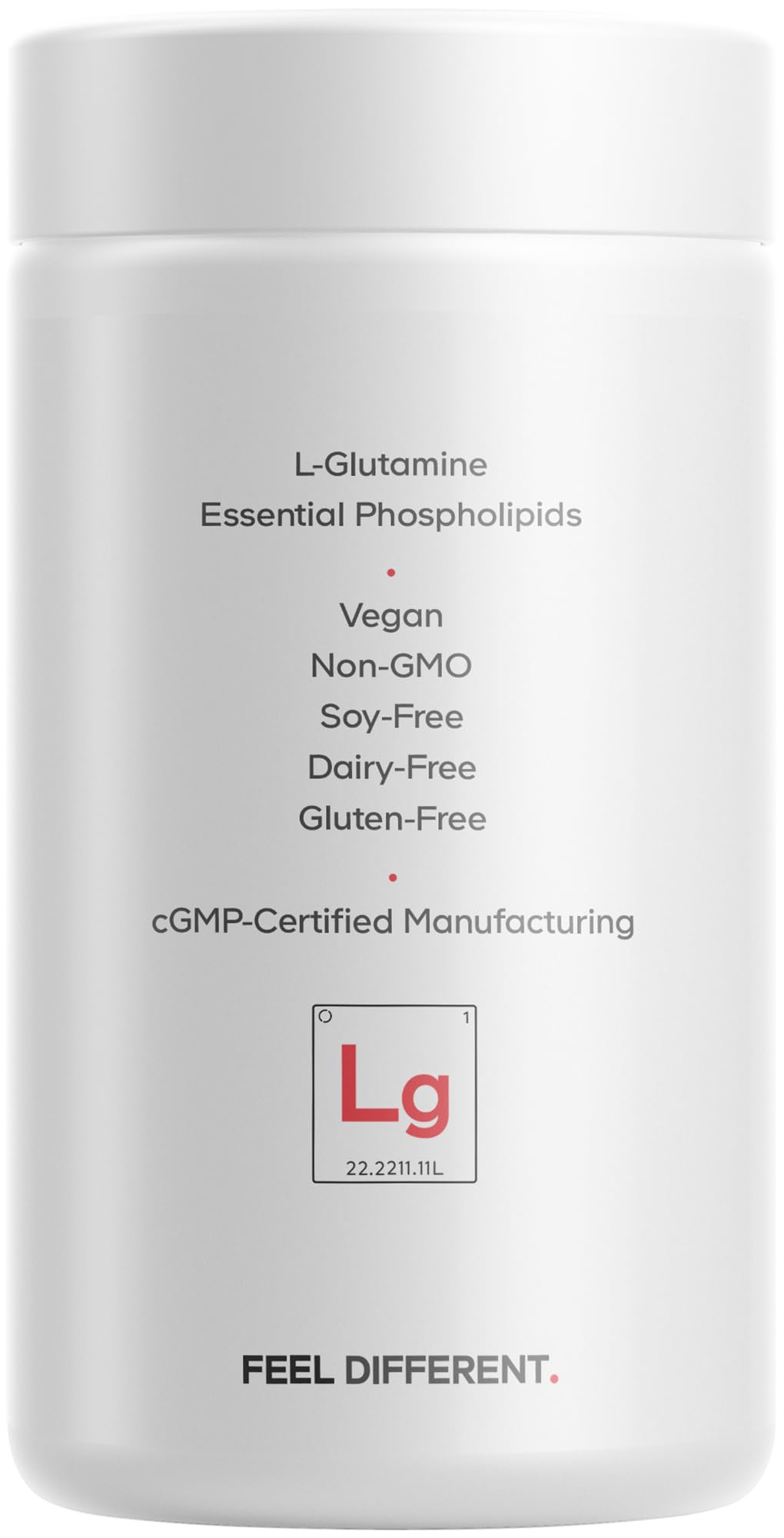 Codeage Liposomal L-Glutamine packaging mockup communicates 3-month supply