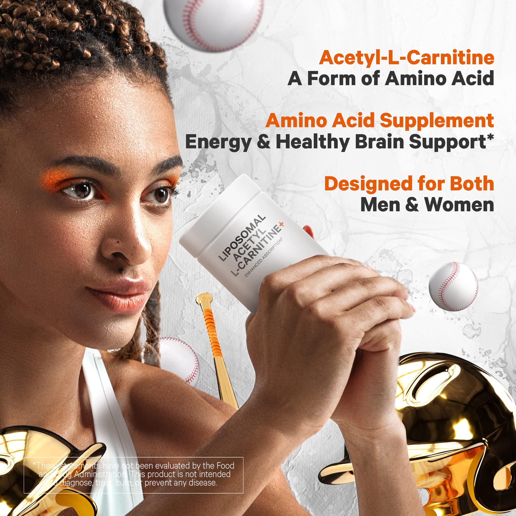 Codeage Liposomal Acetyl-L-Carnitine bottle back view with supplement facts.