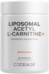 Codeage Liposomal Acetyl-L-Carnitine bottle front view with capsules for daily energy support.