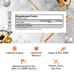 Codeage Liposomal Acetyl-L-Carnitine capsules close-up for easy daily use.