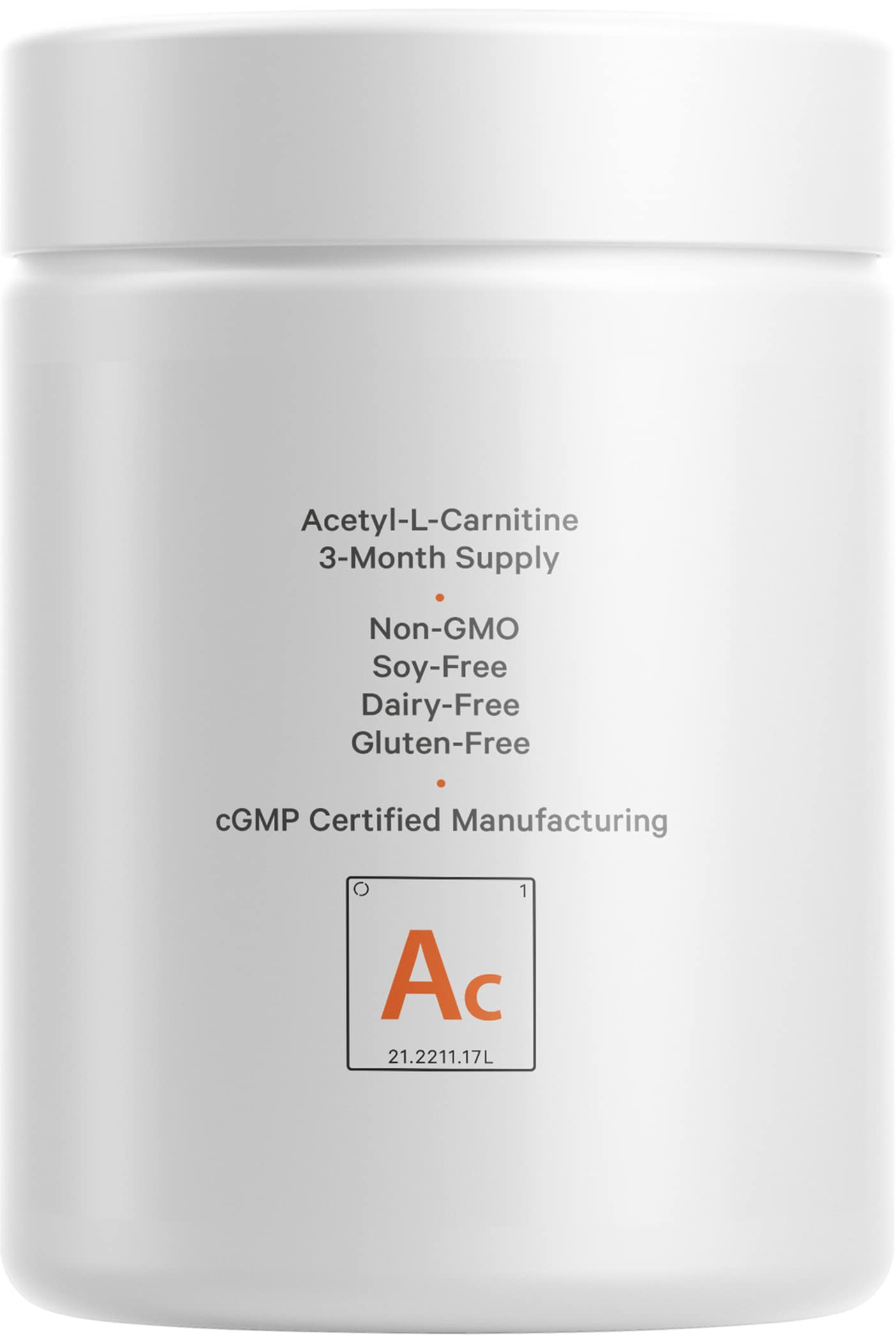 Codeage Liposomal Acetyl-L-Carnitine vegan non-GMO badge on packaging.