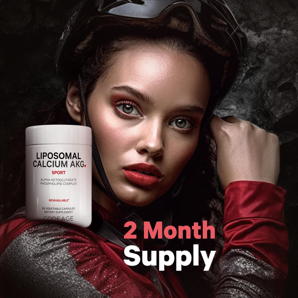 Codeage Liposomal Calcium AKG 2-month supply bottle showcases value.
