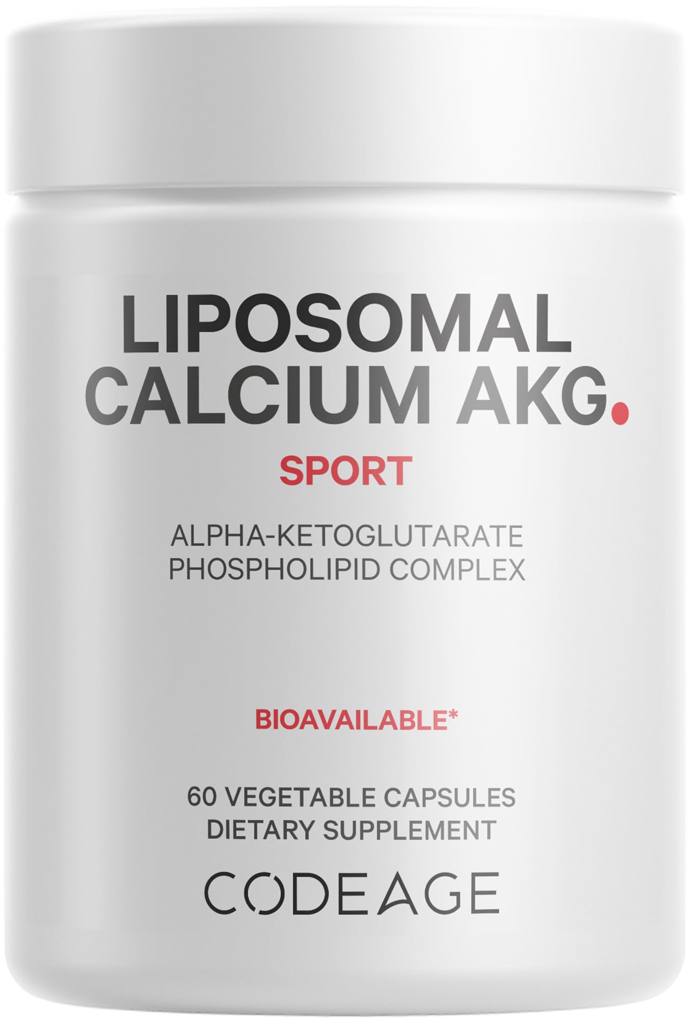Codeage Liposomal Calcium AKG bottle promotes easy daily supplementation with a vegan-friendly, high-purity formula.