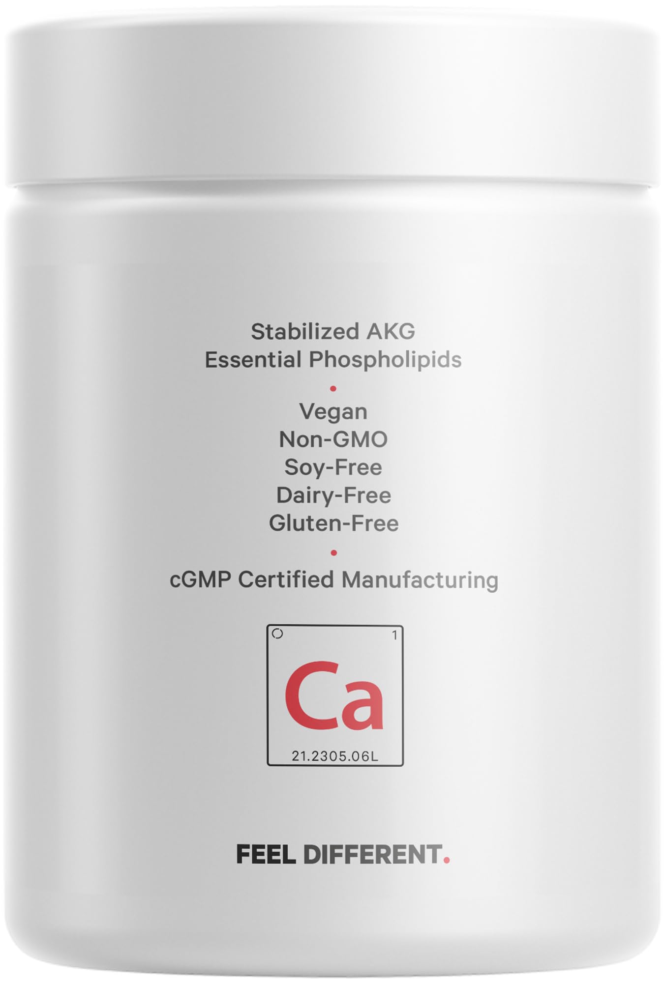 Codeage Liposomal Calcium AKG packaging highlights vegan, gluten-free, and non-GMO credentials.