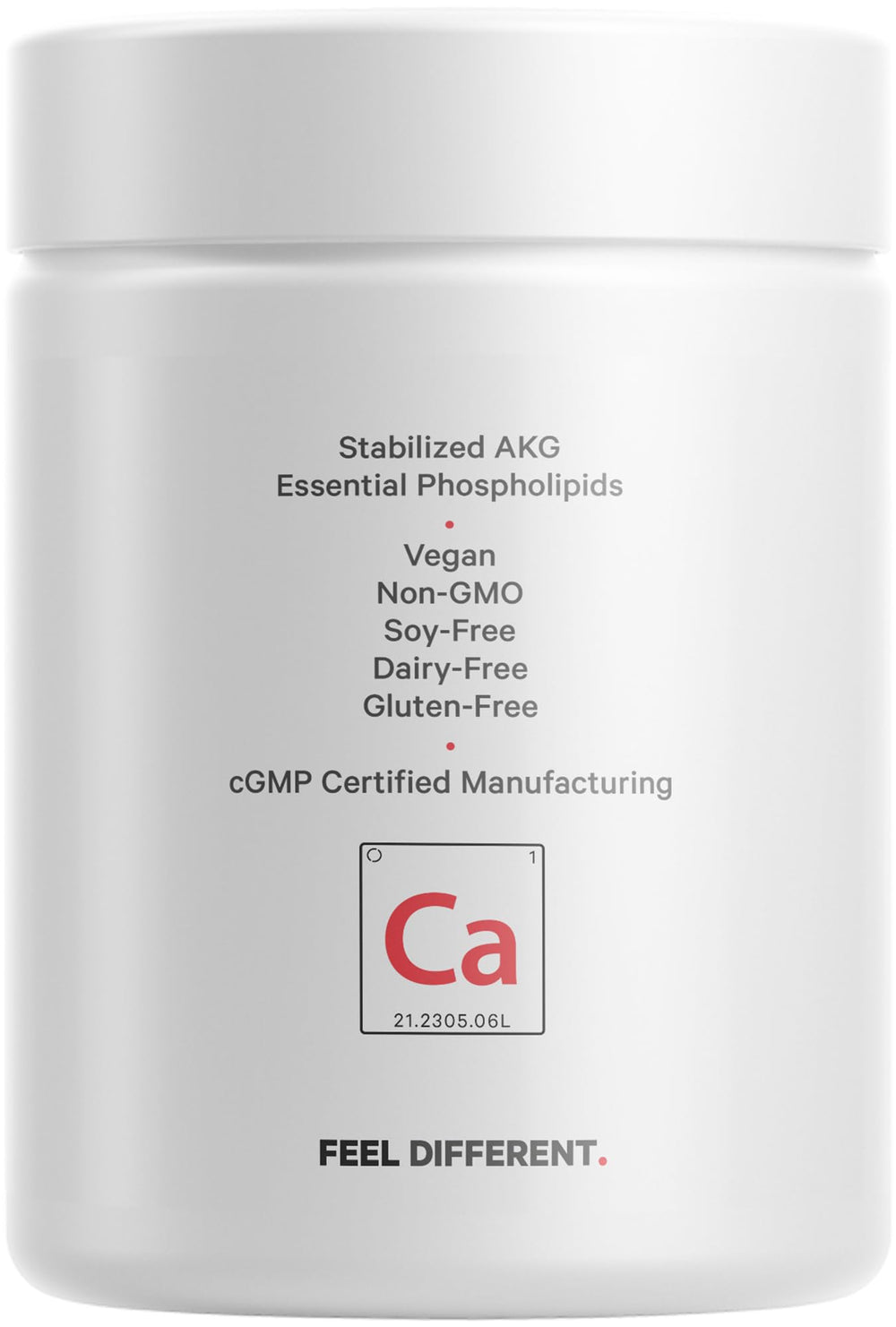 Codeage Liposomal Calcium AKG packaging highlights vegan, gluten-free, and non-GMO credentials.