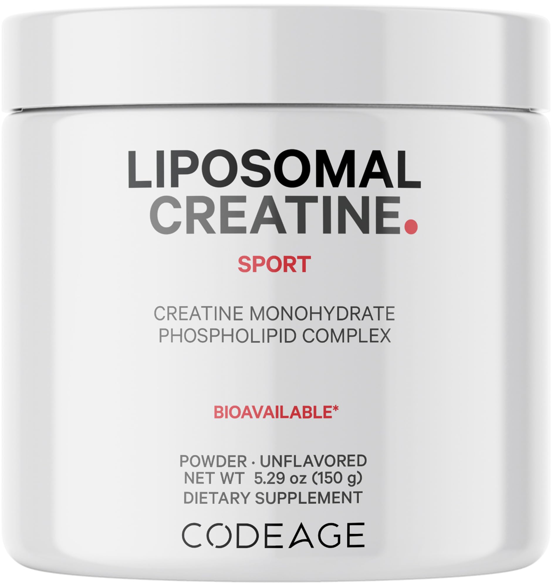 Codeage Liposomal Creatine bottle pour for quick pre- or post-workout mixing
