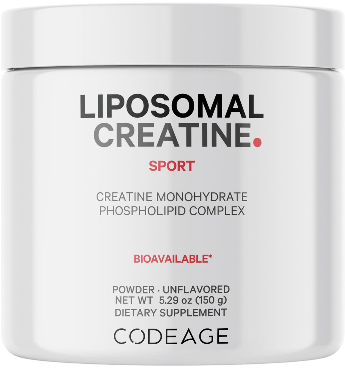 Codeage Liposomal Creatine bottle pour for quick pre- or post-workout mixing