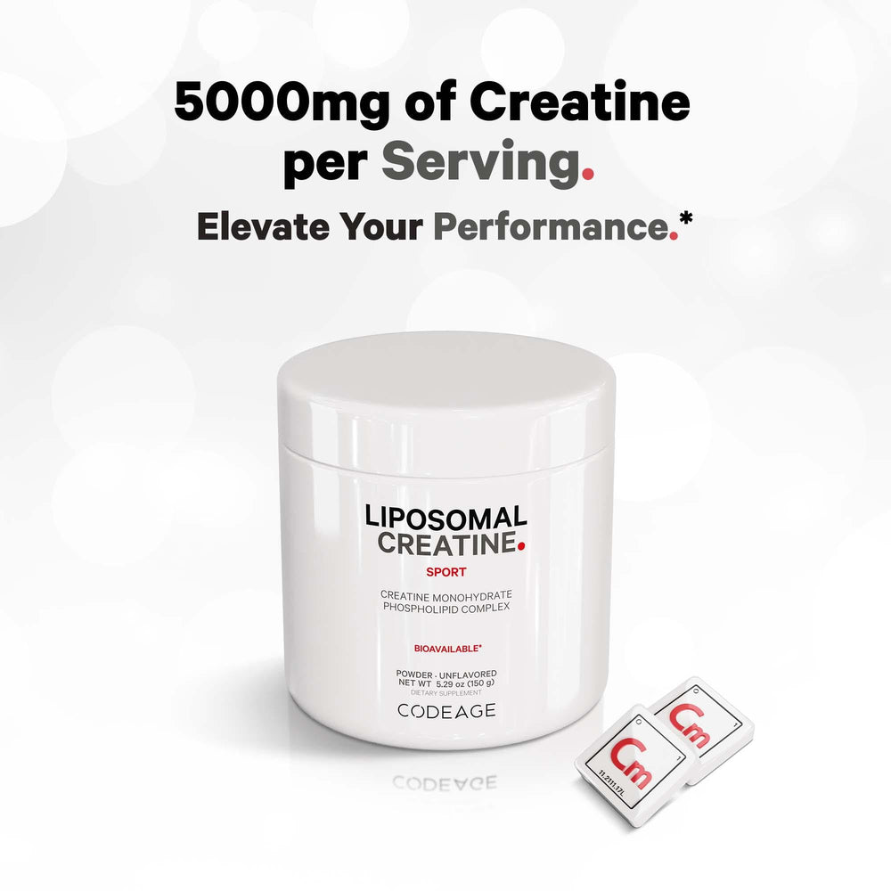 Codeage Liposomal Creatine label close-up highlighting vegan, clean formula