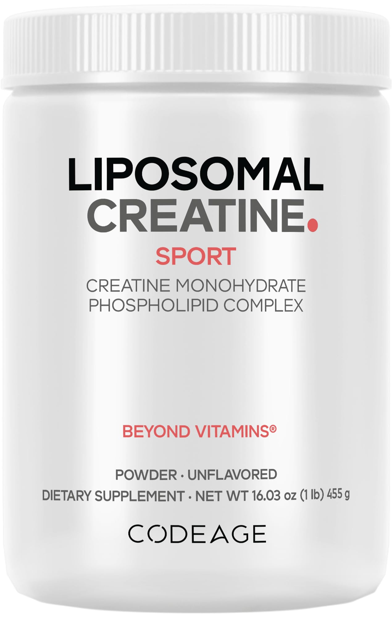 Codeage liposomal creatine bottle premium formula for workouts.