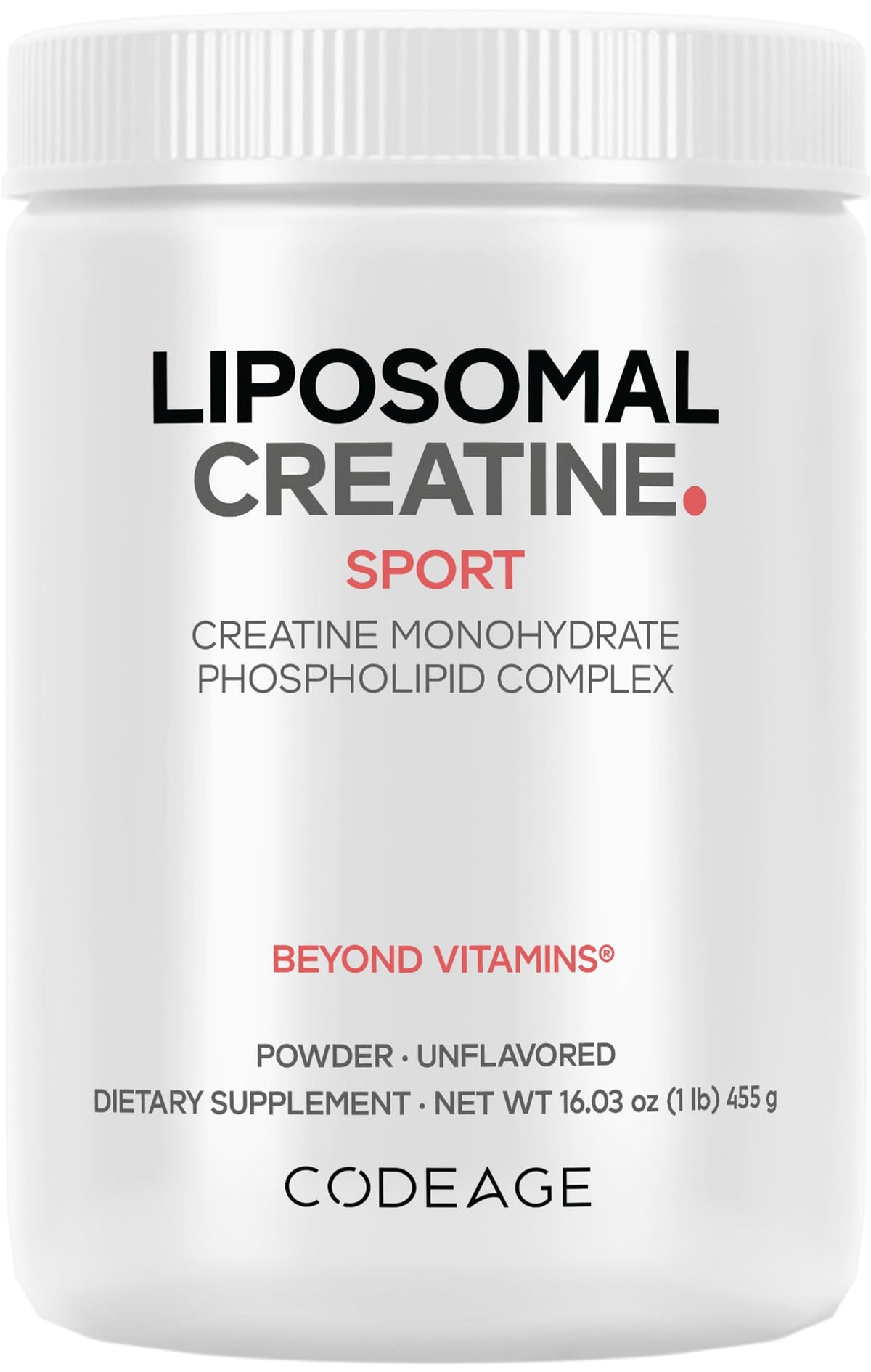 Codeage liposomal creatine bottle premium formula for workouts.