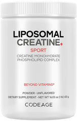 Codeage liposomal creatine bottle premium formula for workouts.