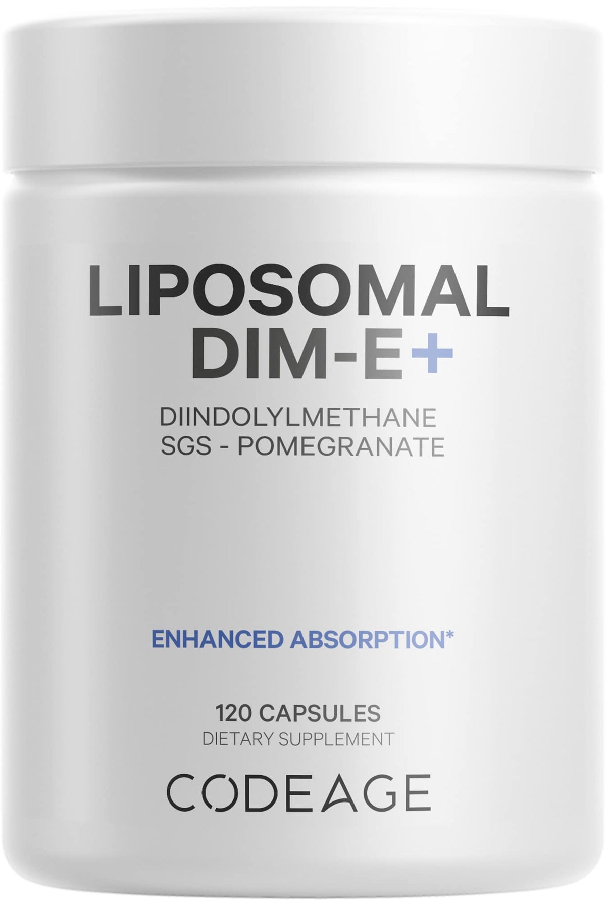 Codeage Liposomal DIM bottle front view highlighting premium liposomal delivery for absorption
