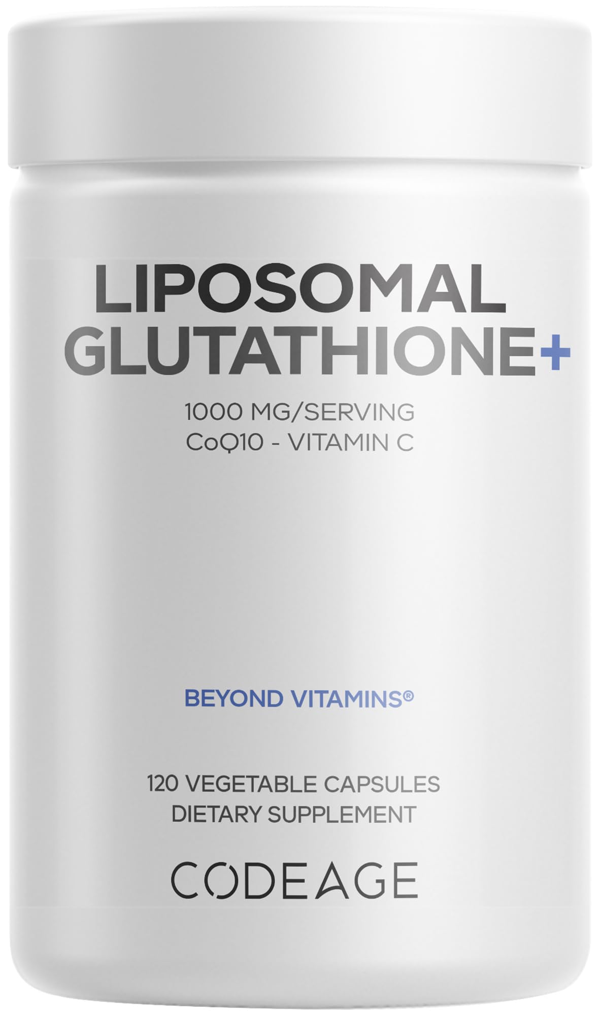 Codeage Liposomal Glutathione+ bottle supports daily antioxidant wellness.