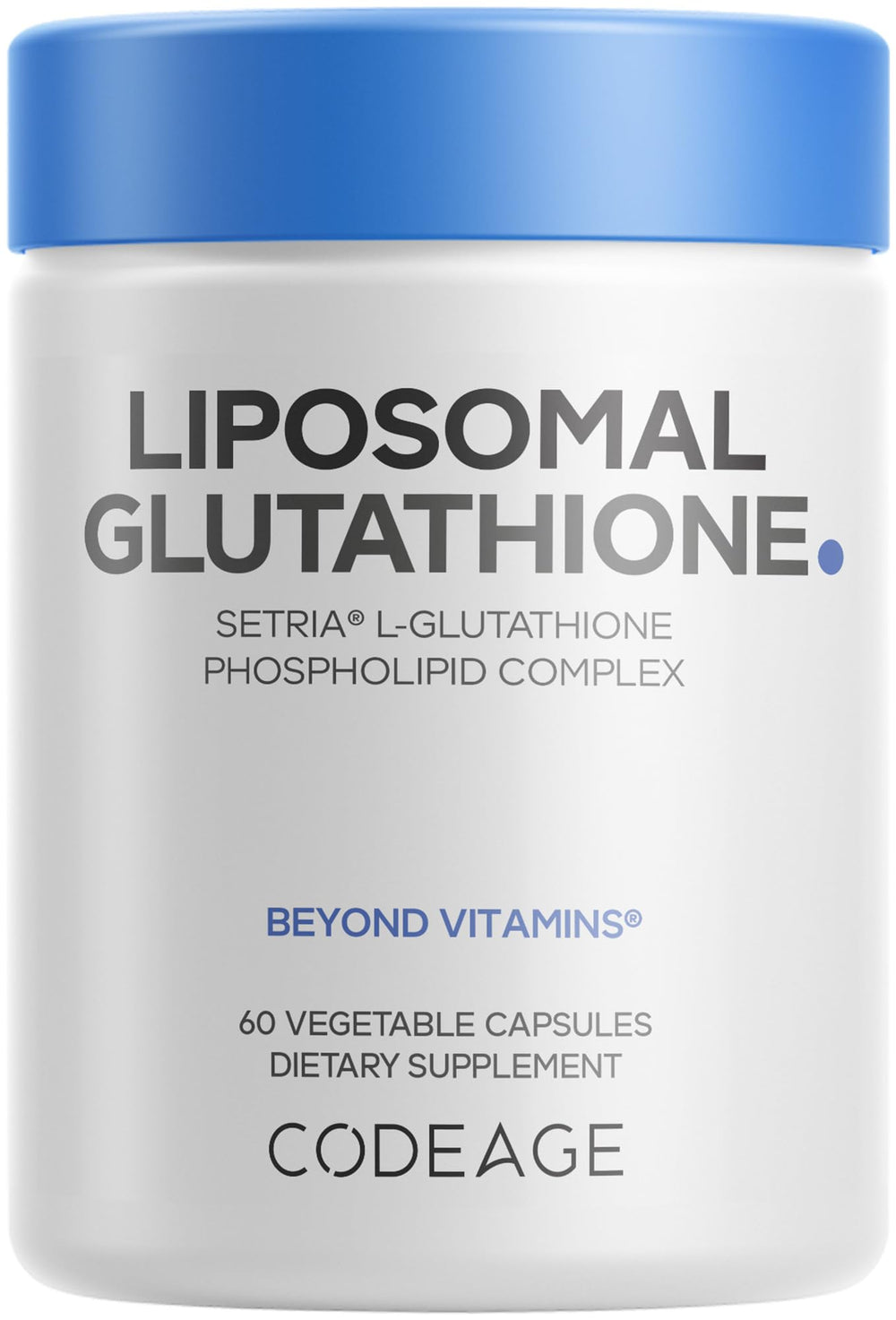Codeage Liposomal Glutathione bottle front view with 60 capsules