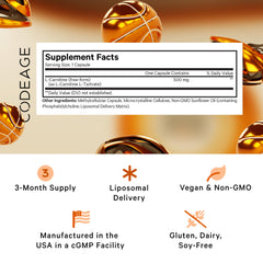 Codeage Liposomal L-Carnitine capsules close-up showing compact daily dose.