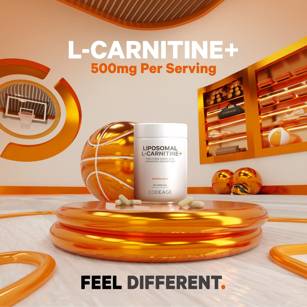 Codeage Liposomal L-Carnitine label design with clear ingredients.
