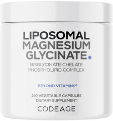 Codeage Liposomal Magnesium Glycinate bottle showing 60 servings for daily wellness