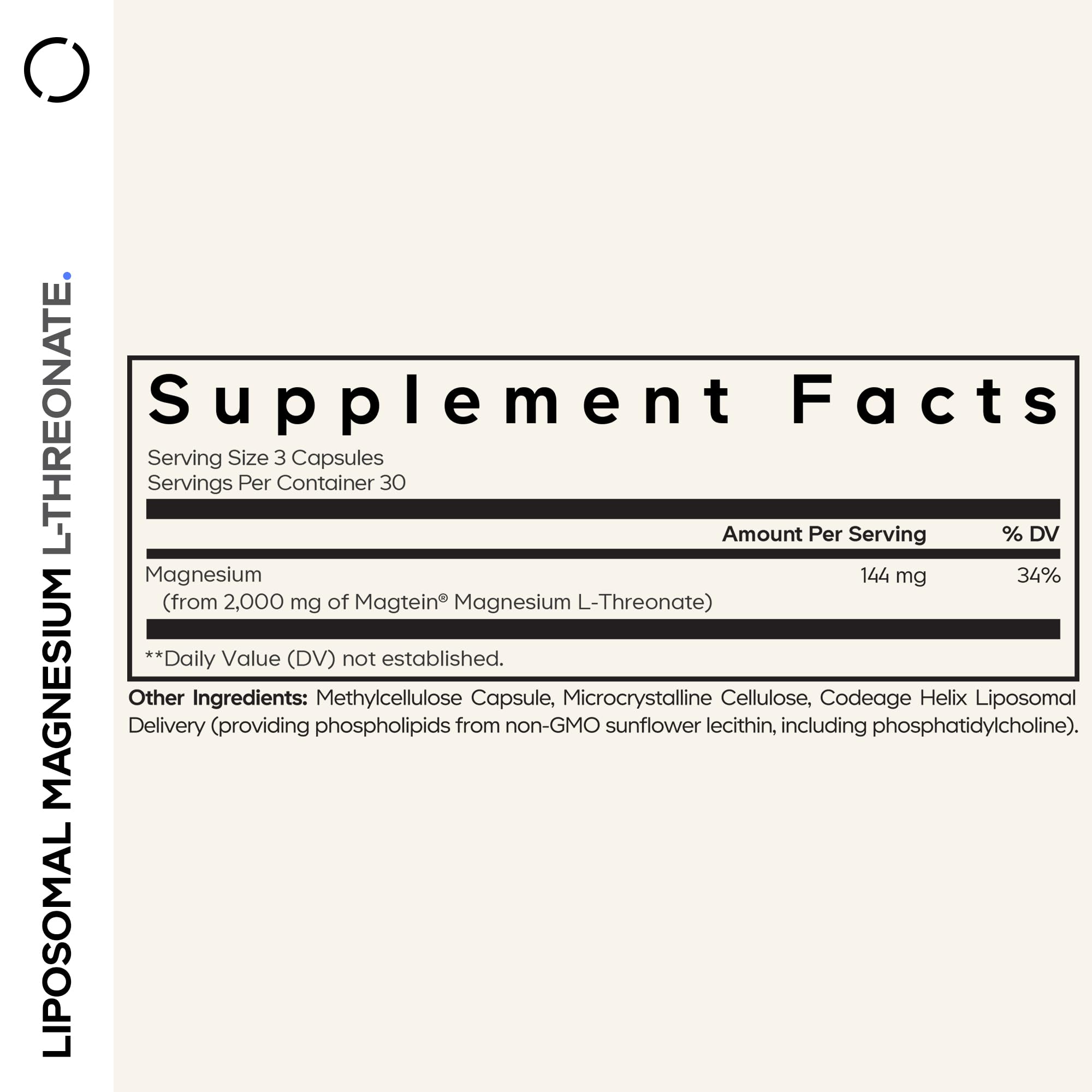 Codeage Liposomal Magnesium L-Threonate capsules for daily supplementation