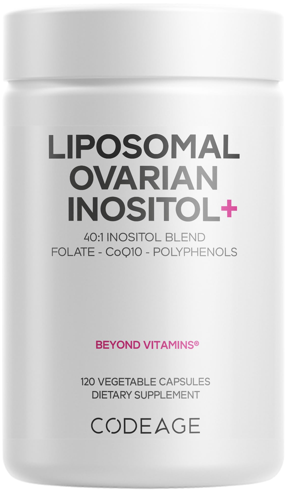 Codeage Liposomal Ovarian Inositol+ capsules show the 40:1 Myo-Inositol to D-Chiro-Inositol ratio