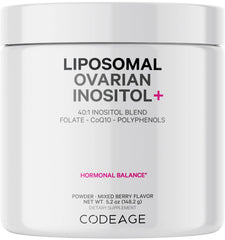 Codeage Liposomal Ovarian Inositol Powder bottle for enhanced daily wellness.