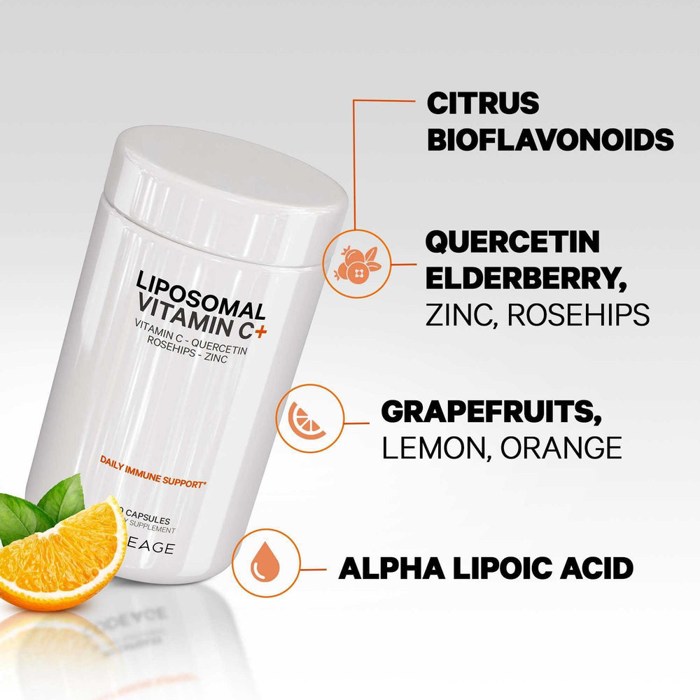 Codeage Liposomal Vitamin C 1500mg zinc blend shown with other nutrients