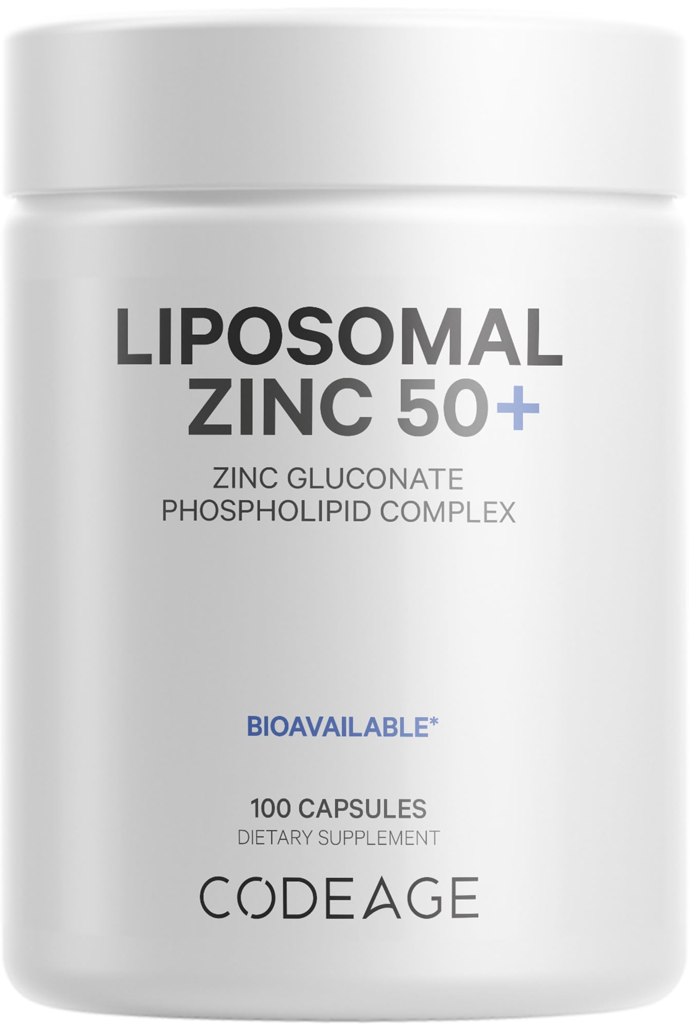 Codeage Liposomal Zinc bottle on display for daily routine.