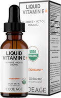 Codeage Liquid Vitamin E+ – USDA Organic, D-Alpha Tocopherol, 60 Servings, Unflavored