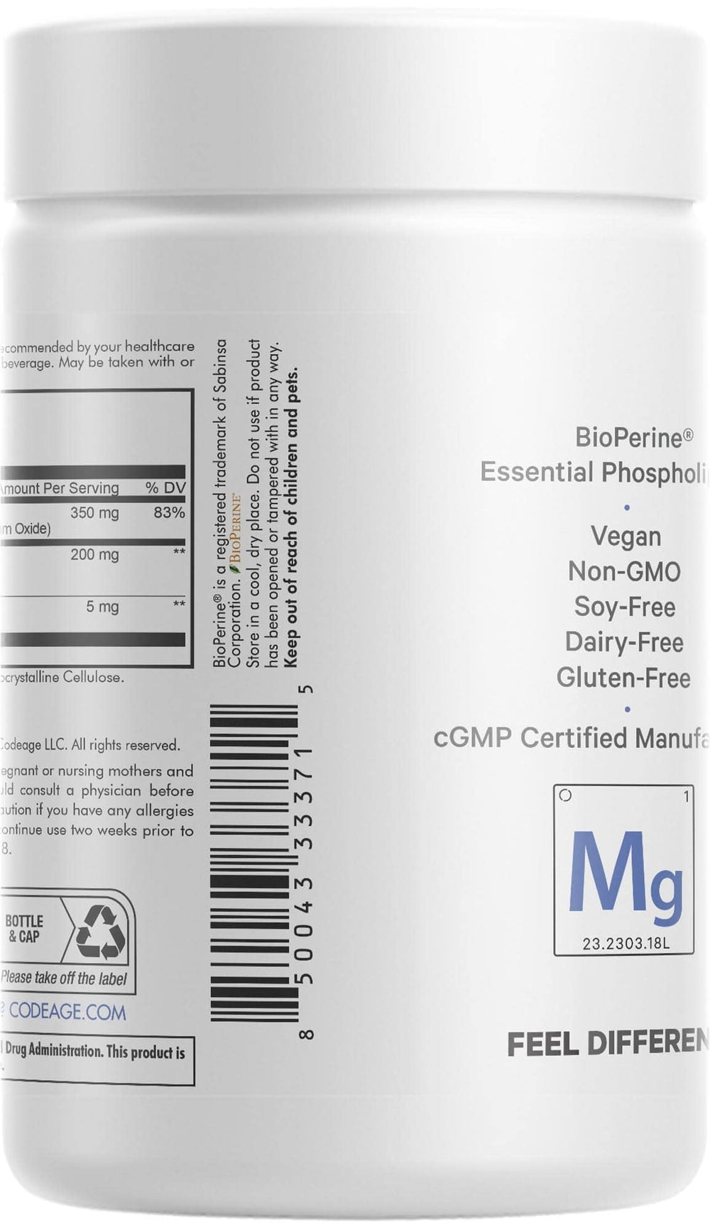 Codeage made in USA label signaling quality from a cGMP facility.
