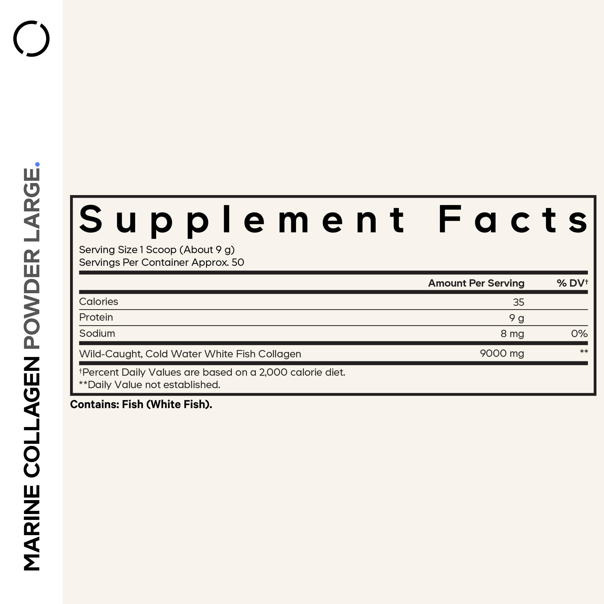 Codeage Marine Collagen powder label close-up highlighting Type I & III collagen.