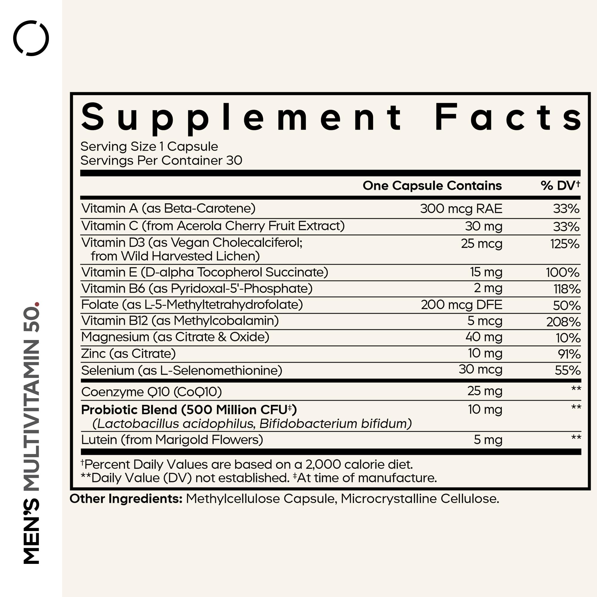 Codeage Men's Multivitamin 50 capsules ready for daily use.
