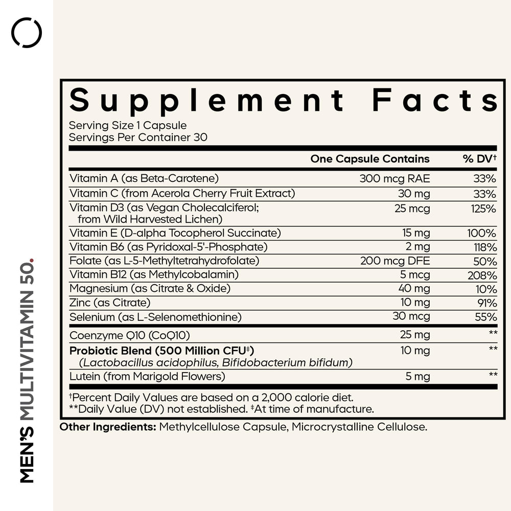Codeage Men's Multivitamin 50 capsules ready for daily use.