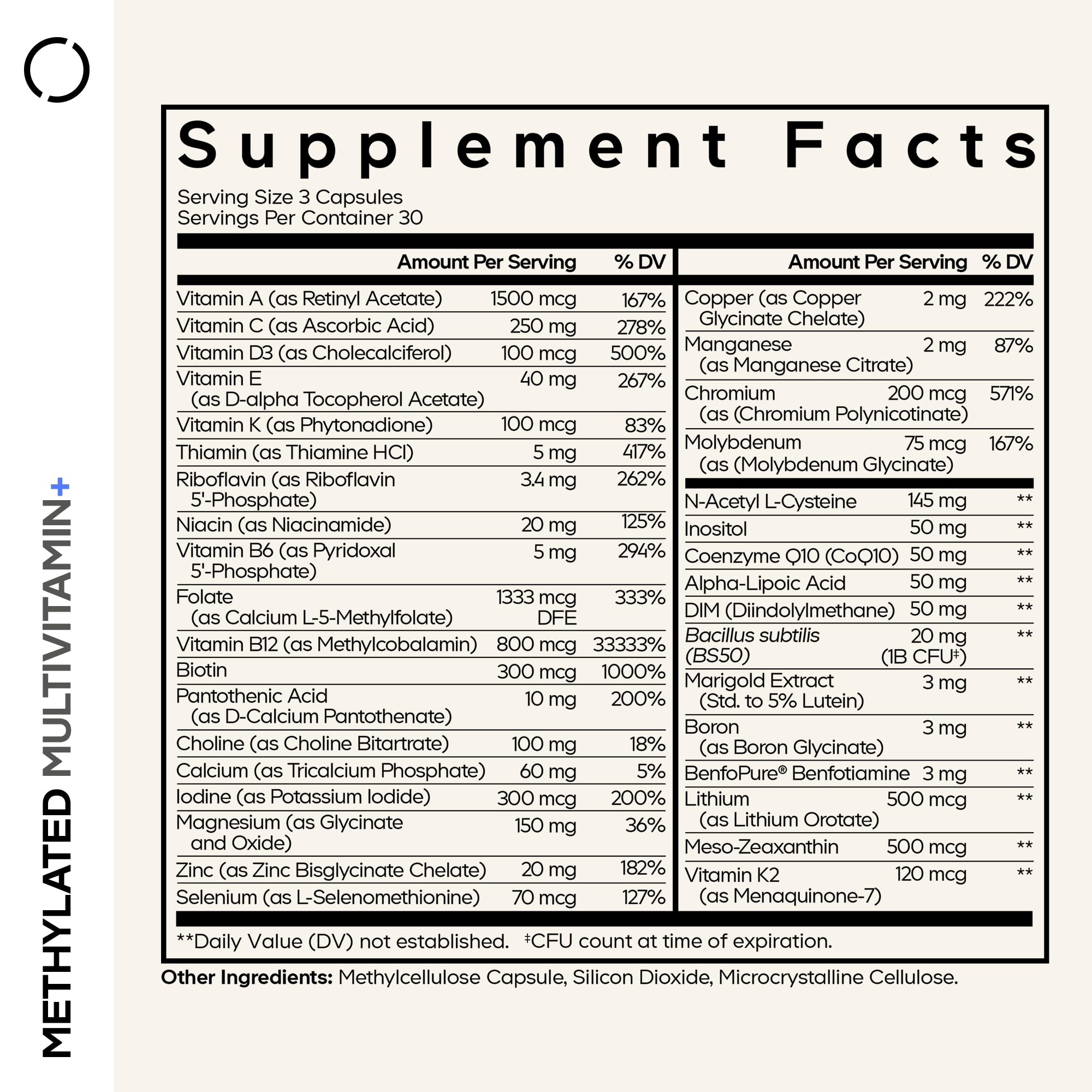 Close-up of Codeage methylated multivitamin pills for daily vitality
