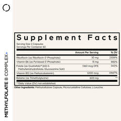 Codeage Methylfolate B Complex capsules inside bottle, ready for daily use.