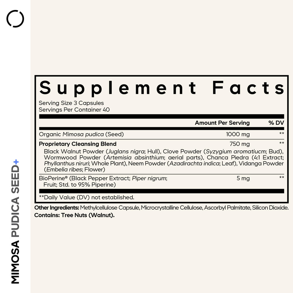 Codeage Mimosa Pudica Seed bottle front emphasizes a 40-day supply for ongoing routines.