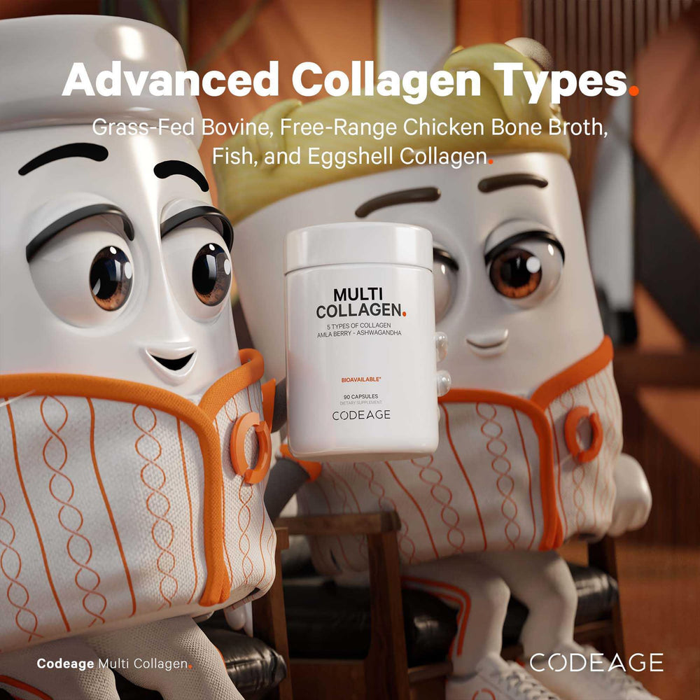 Codeage Multi Collagen Ashwagandha and Amla blend detail for wellness support