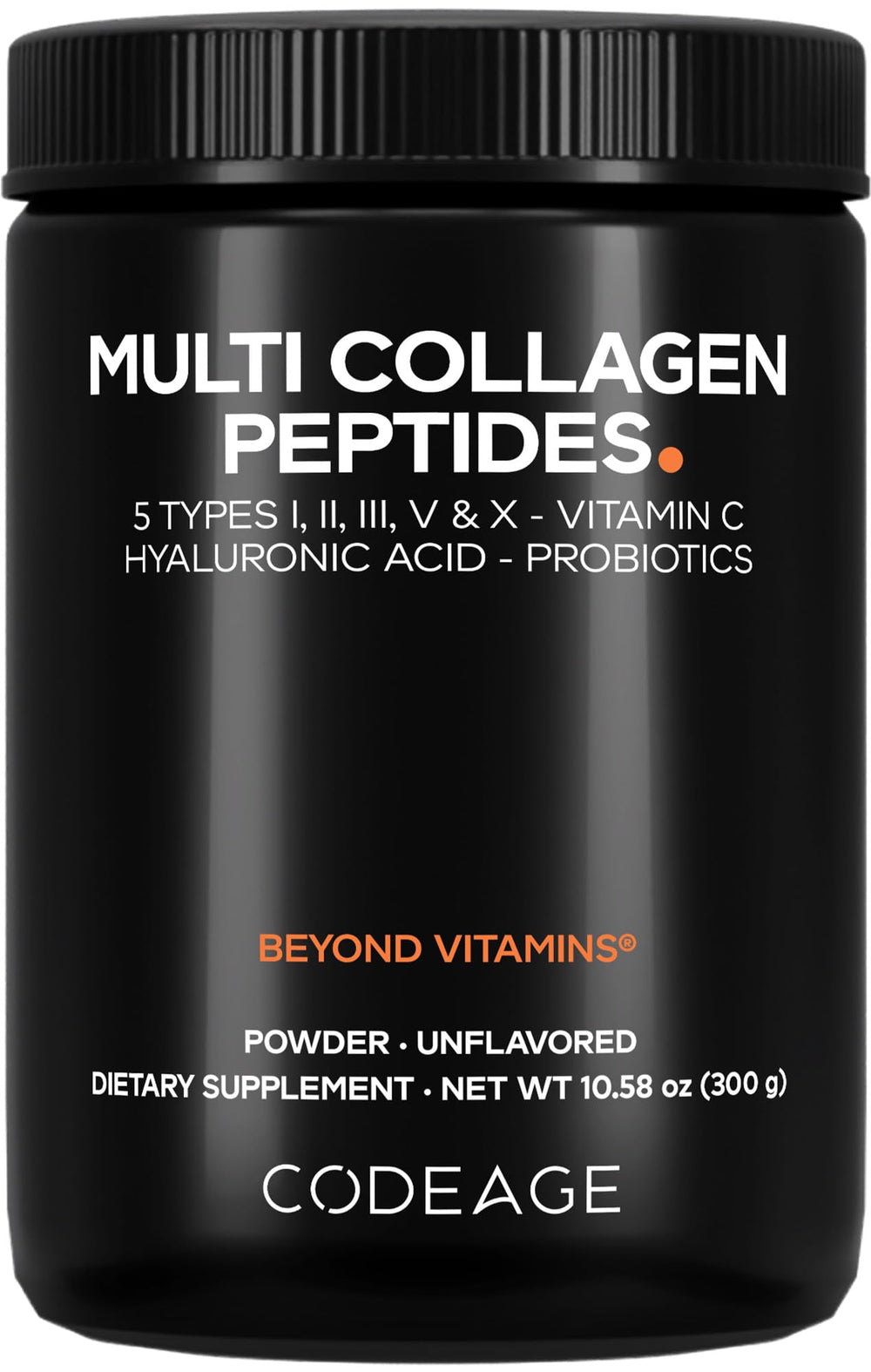 Codeage Multi Collagen Black Edition bottle with powder ready for daily shake mixes.