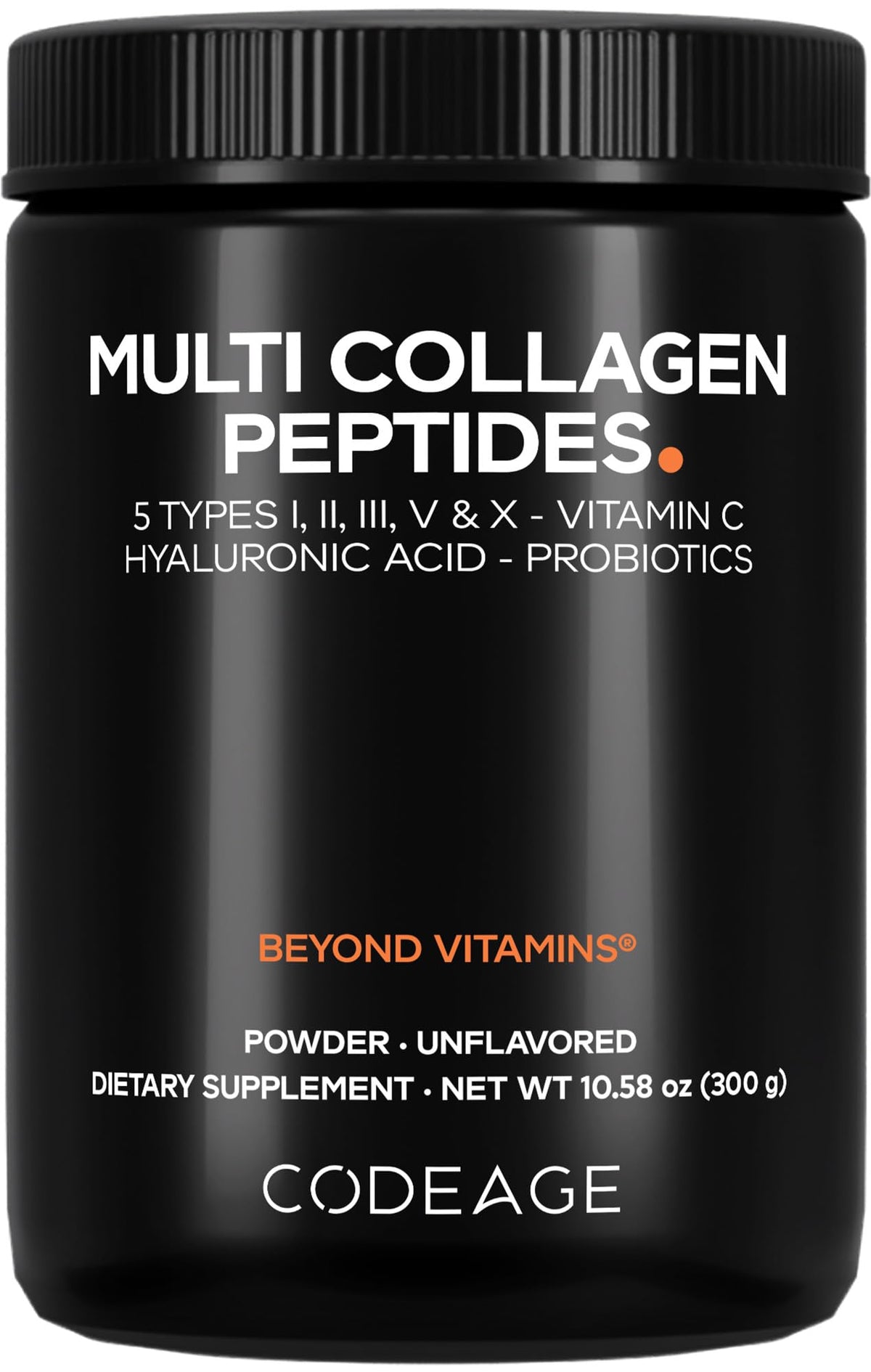 Codeage Multi Collagen Black Edition bottle with powder ready for daily shake mixes.