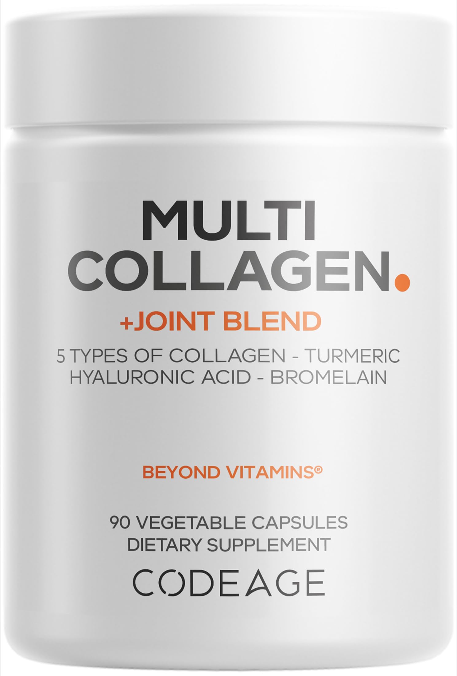 Codeage Multi Collagen bottle display showing five collagen types for daily joint care