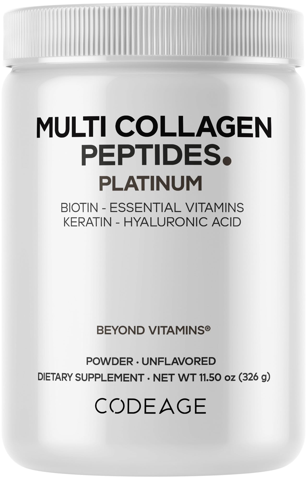 Codeage Multi Collagen bottle front, premium daily supplement for daily use.