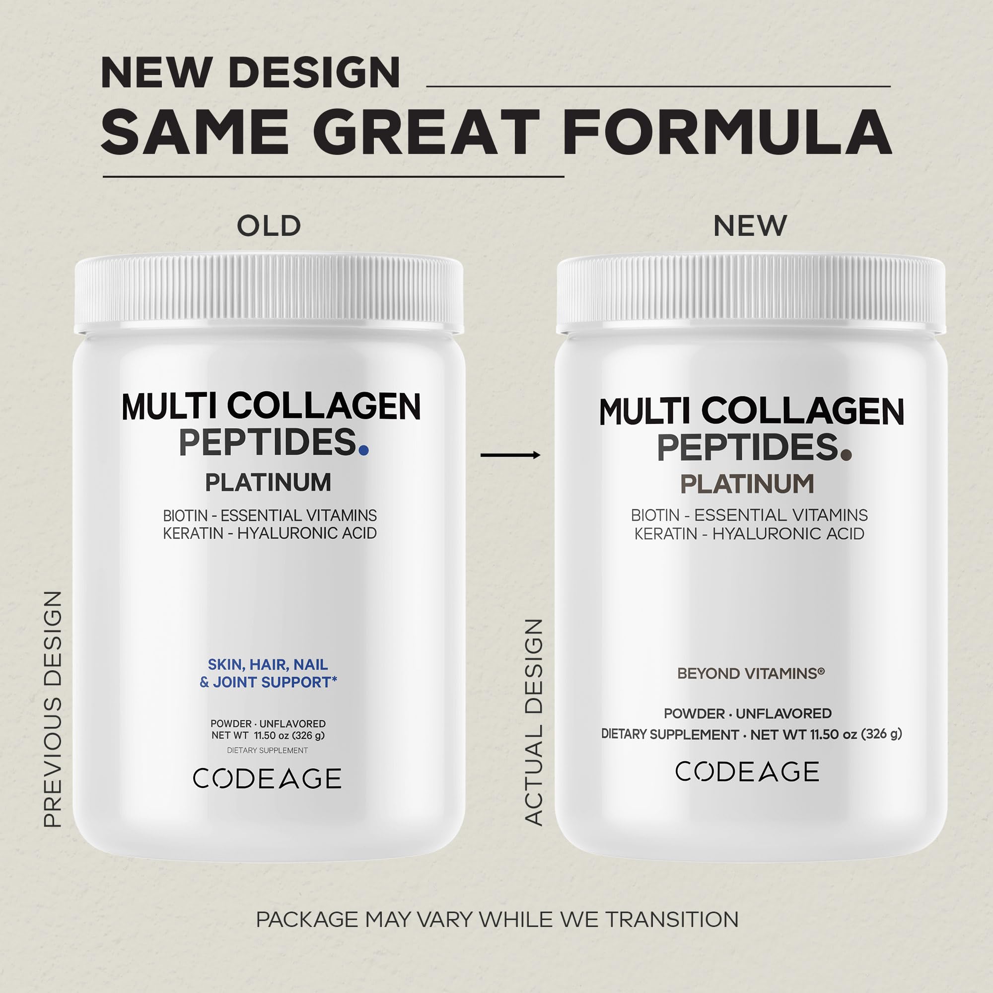 Codeage Multi Collagen ingredients panel highlights five collagen types.