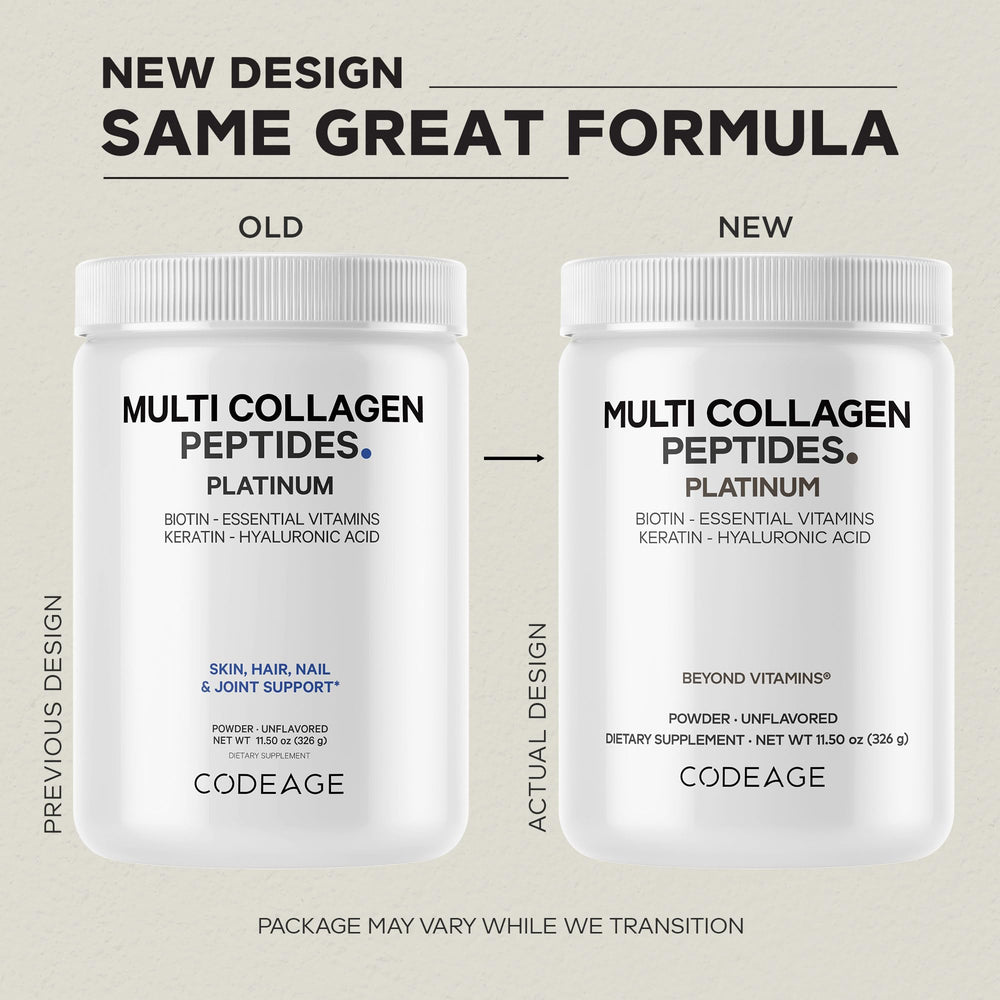 Codeage Multi Collagen ingredients panel highlights five collagen types.