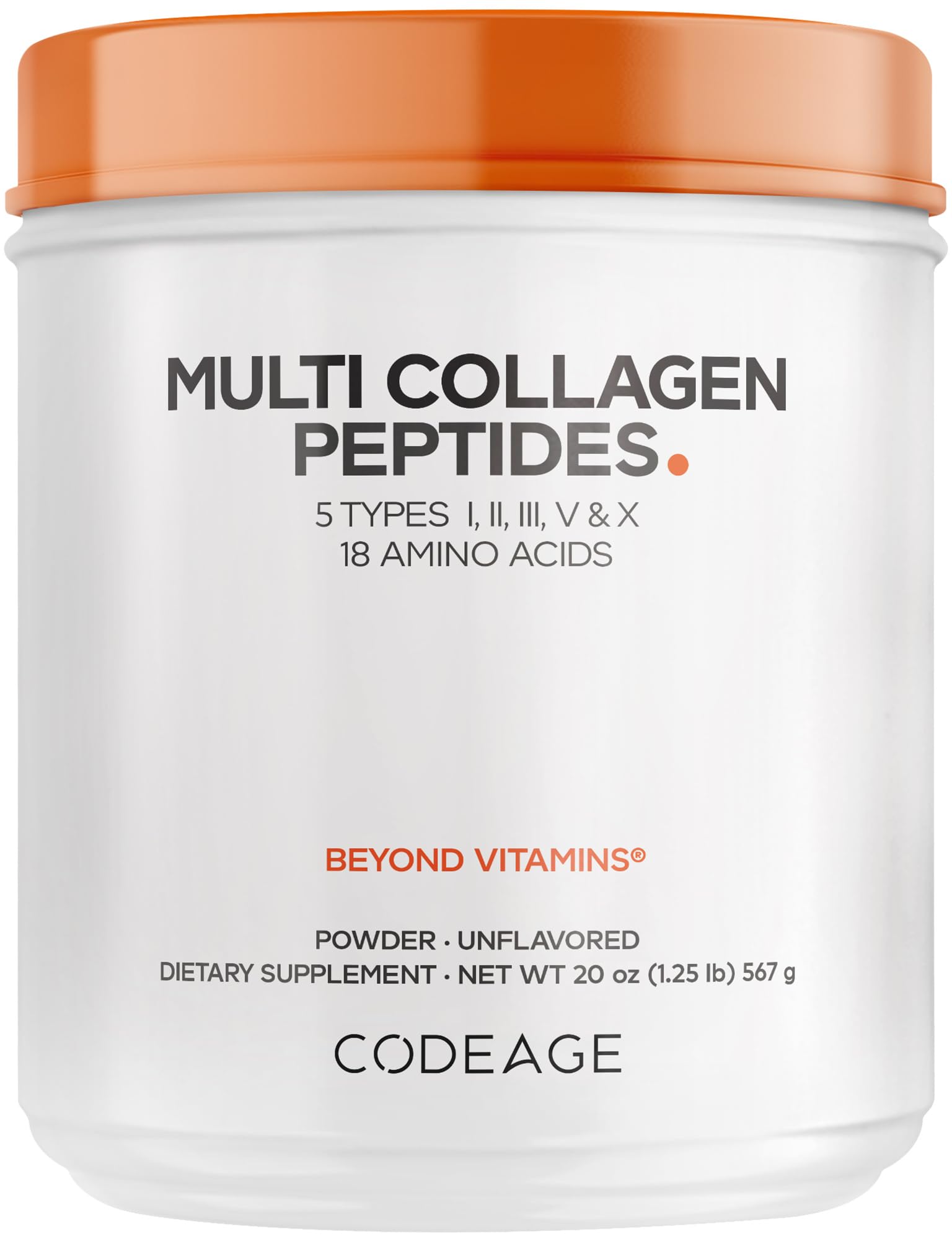 Codeage Multi Collagen powder in 20 oz jar ready for daily use.