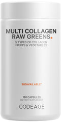 Codeage Multi Collagen Raw Greens bottle front view supports daily wellness