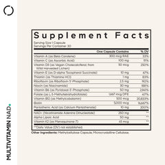 Codeage Multivitamin NAD capsules close-up highlighting methylated B12 folate