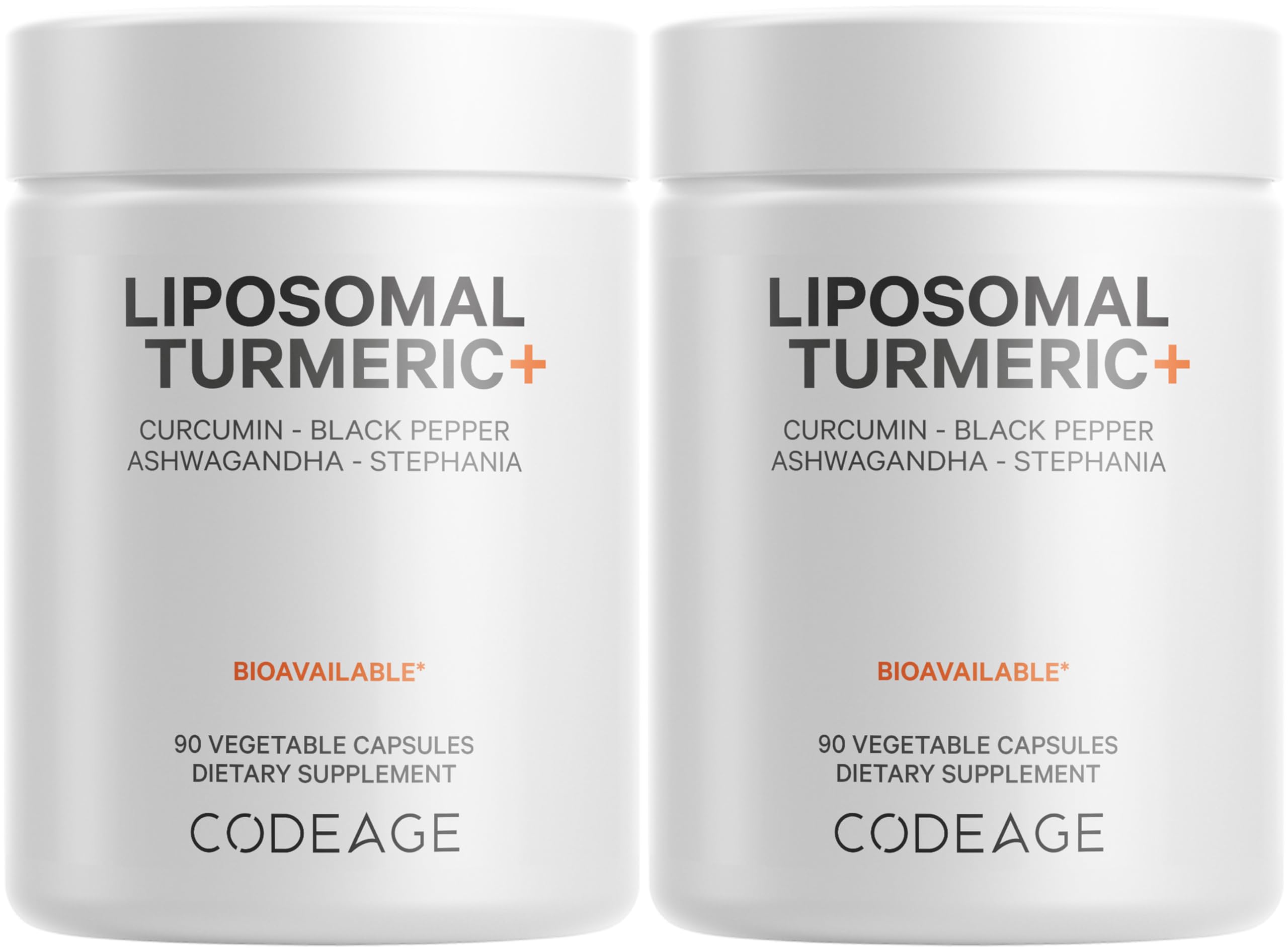 Codeage Organic Turmeric bottle front, showcasing the 2-pack packaging for daily wellness.