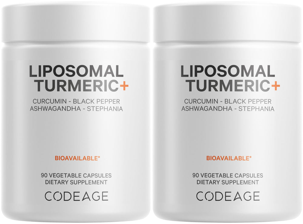 Codeage Organic Turmeric bottle front, showcasing the 2-pack packaging for daily wellness.