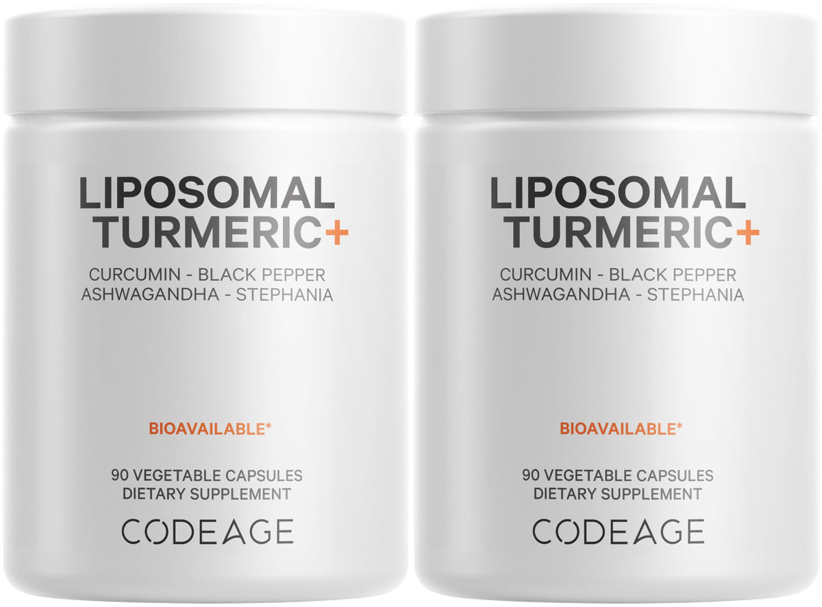 Codeage Organic Turmeric bottle front, showcasing the 2-pack packaging for daily wellness.
