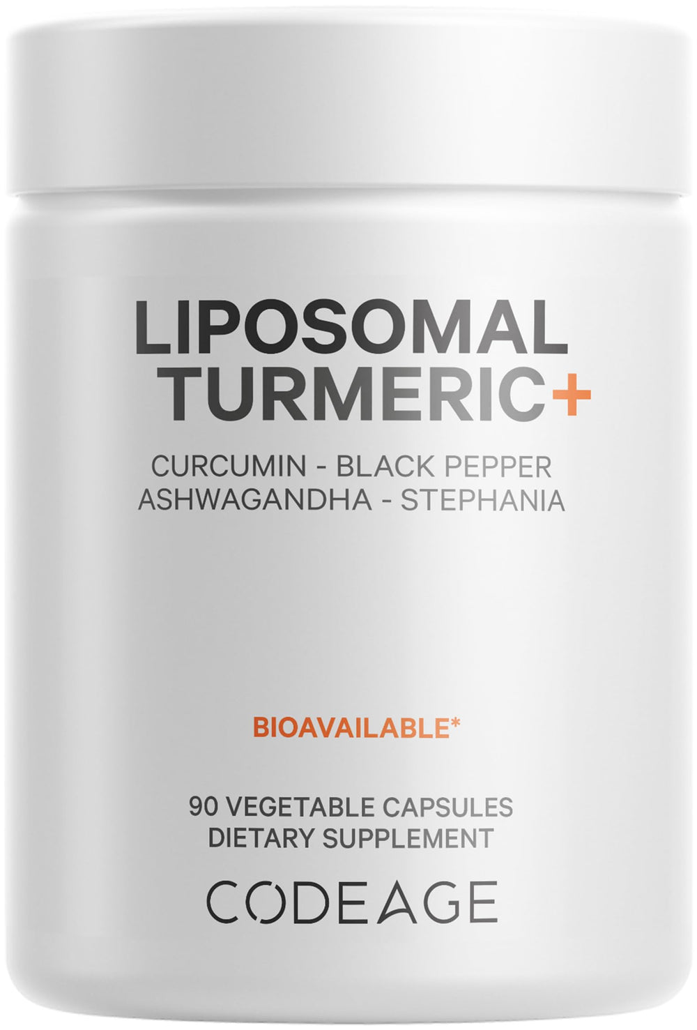 Codeage Organic Turmeric bottle top view showing liposomal blend for daily wellness