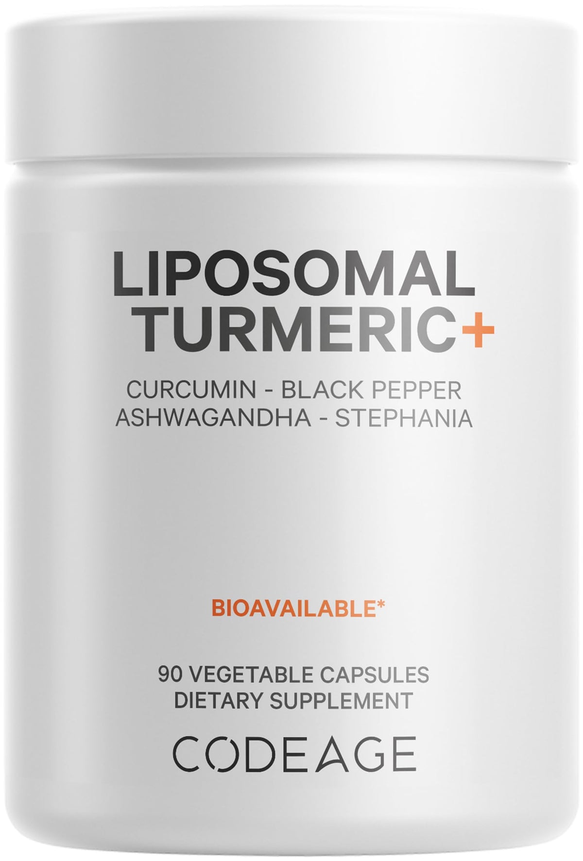 Codeage Organic Turmeric bottle top view showing liposomal blend for daily wellness